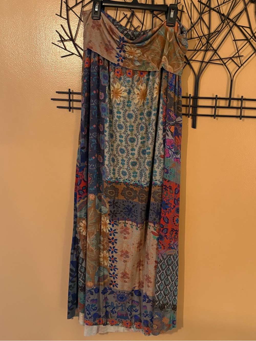 Natural Live-In-It Knit "ButterSoft" Maxi Skirt size XL patchwork